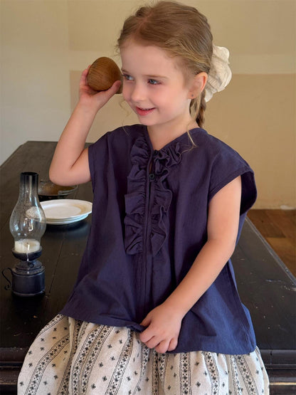 タンクトップ・キャミソール・ノースリーブトップス フロントフリルノースリーブブラウス【mh0010254】