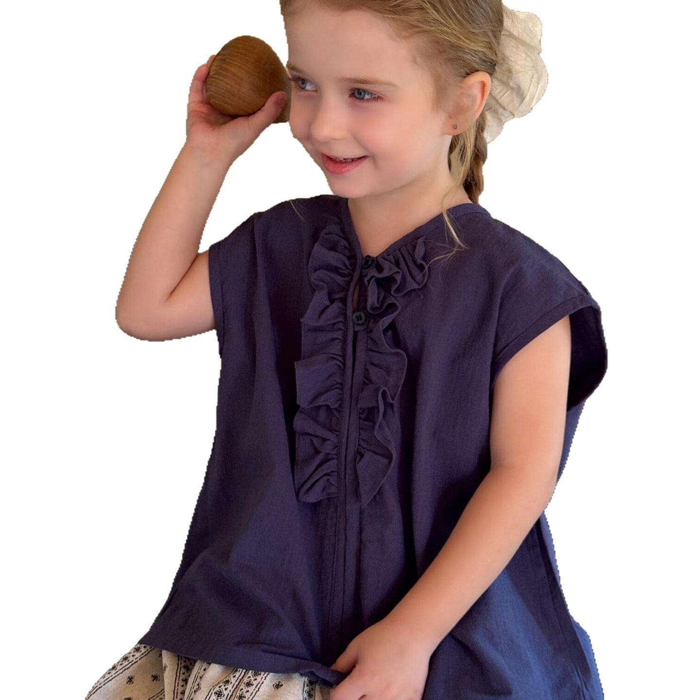 タンクトップ・キャミソール・ノースリーブトップス フロントフリルノースリーブブラウス【mh0010254】