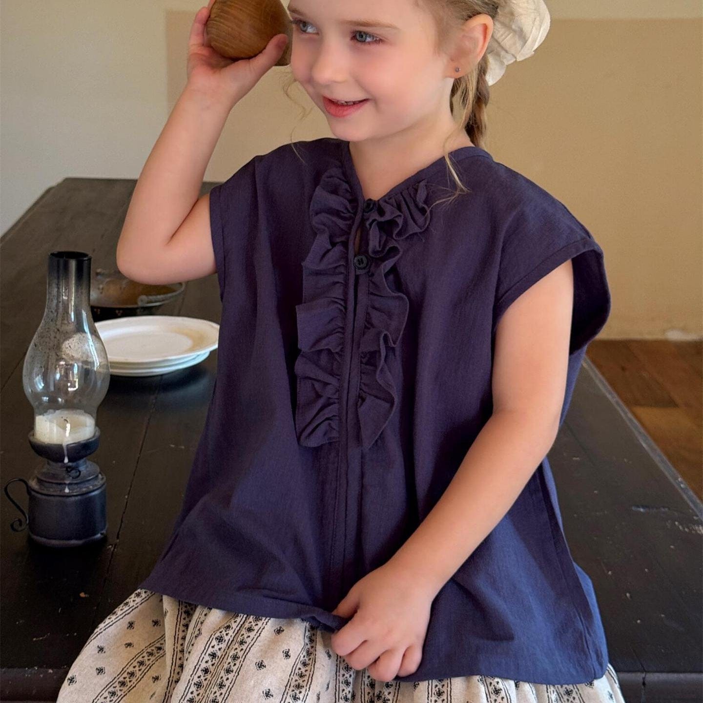 タンクトップ・キャミソール・ノースリーブトップス フロントフリルノースリーブブラウス【mh0010254】