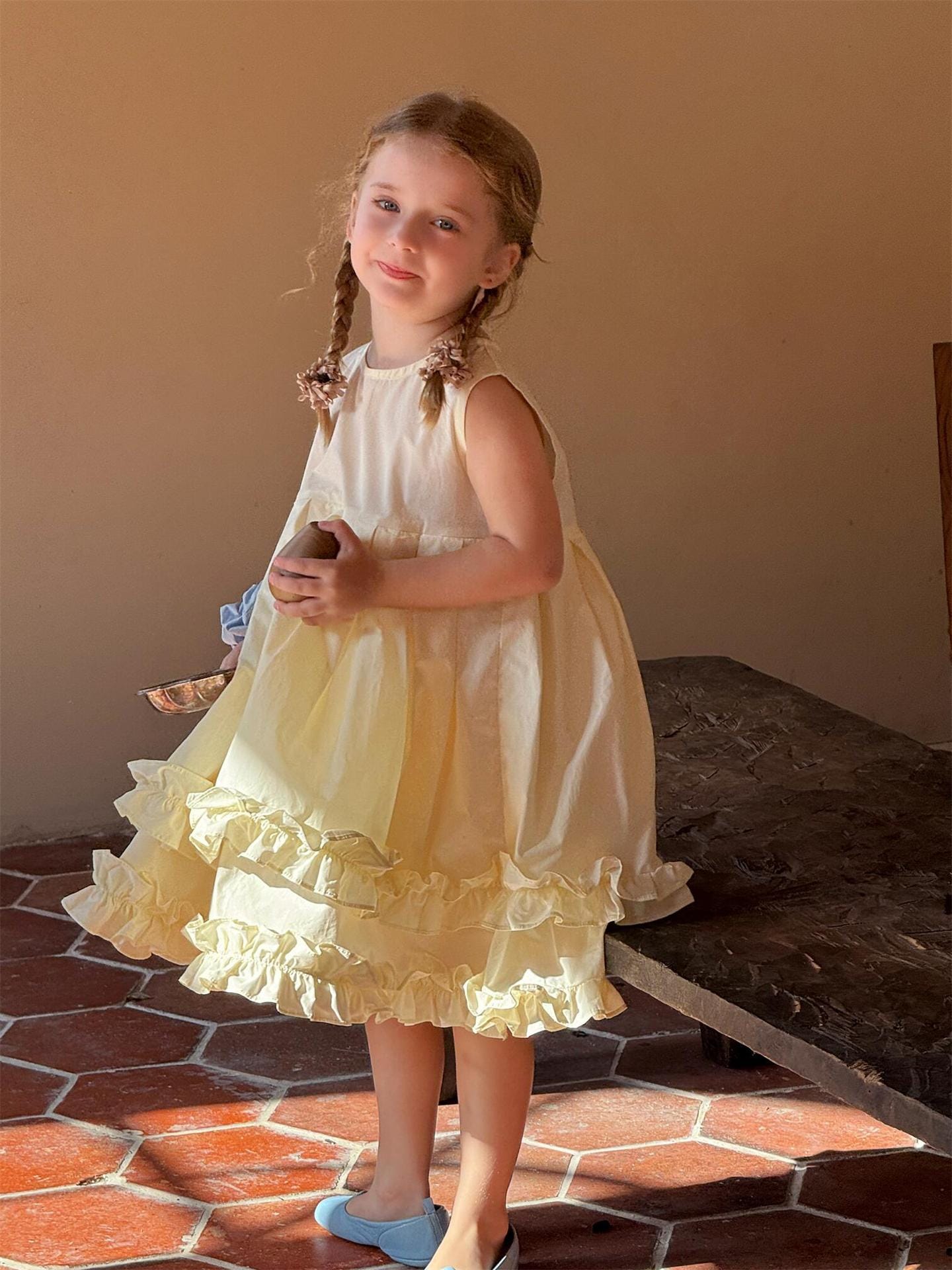 ノースリーブワンピース ダブルフリルノースリーブふんわりワンピース【mh0010257】