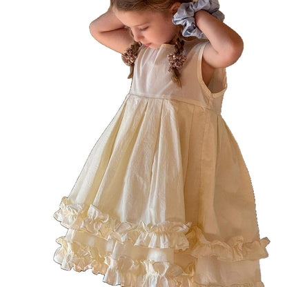 ノースリーブワンピース ダブルフリルノースリーブふんわりワンピース【mh0010257】