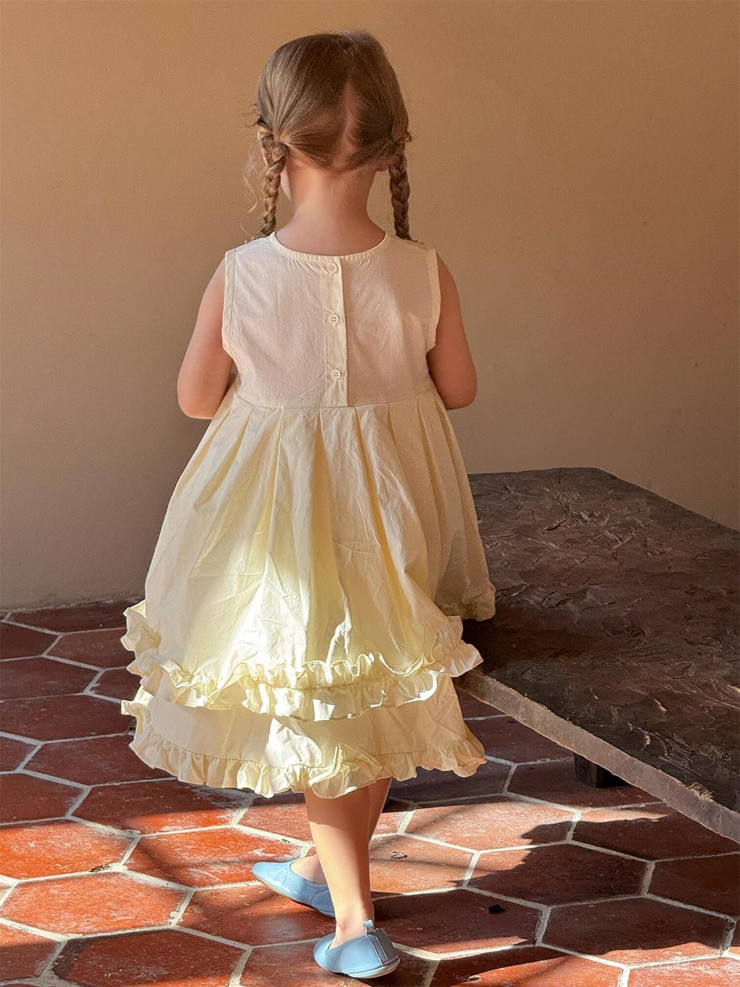 ノースリーブワンピース ダブルフリルノースリーブふんわりワンピース【mh0010257】