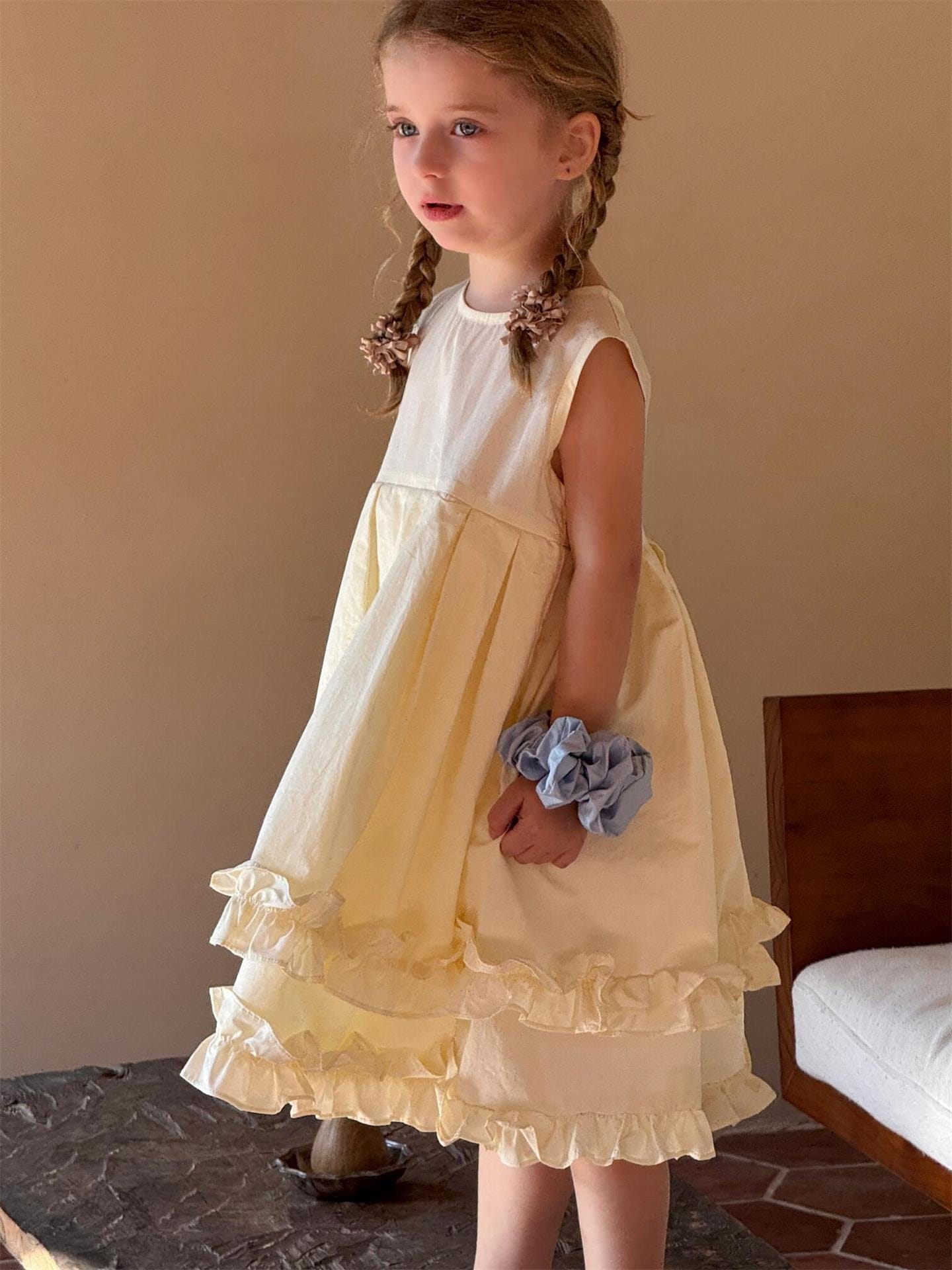 ノースリーブワンピース ダブルフリルノースリーブふんわりワンピース【mh0010257】