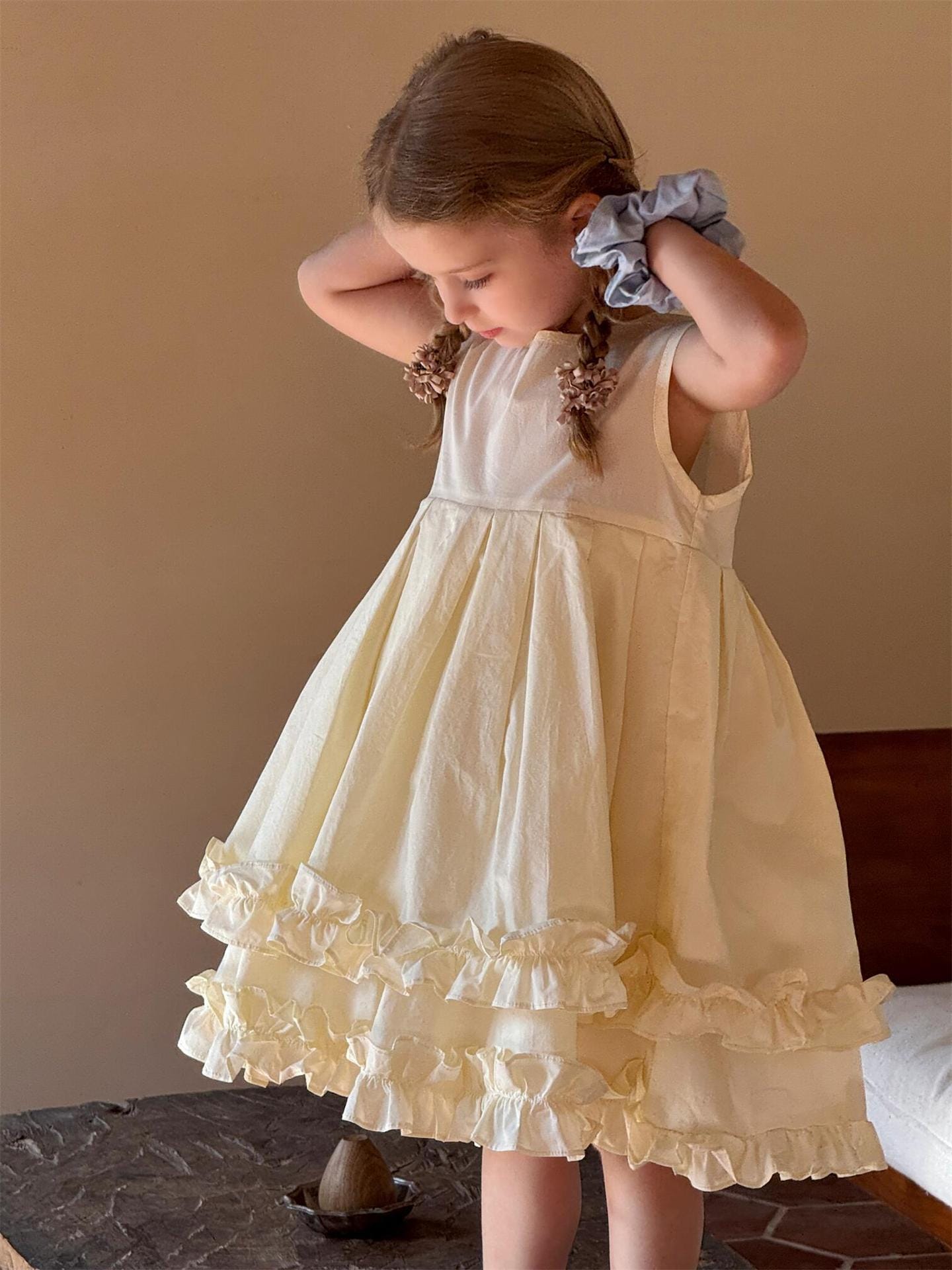 ノースリーブワンピース ダブルフリルノースリーブふんわりワンピース【mh0010257】