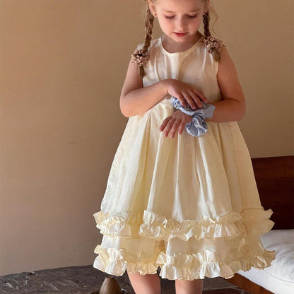 ノースリーブワンピース ダブルフリルノースリーブふんわりワンピース【mh0010257】