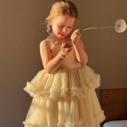 ノースリーブワンピース チュールティアードスカートキャミソールドレスワンピース【mh0010263】