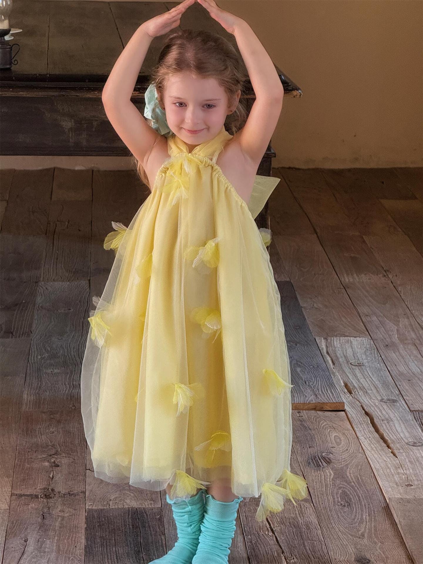 ノースリーブワンピース ホルターネックチュールスカートフェアリードレスワンピース【mh0010269】