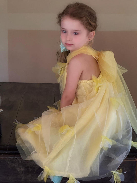 ノースリーブワンピース ホルターネックチュールスカートフェアリードレスワンピース【mh0010269】