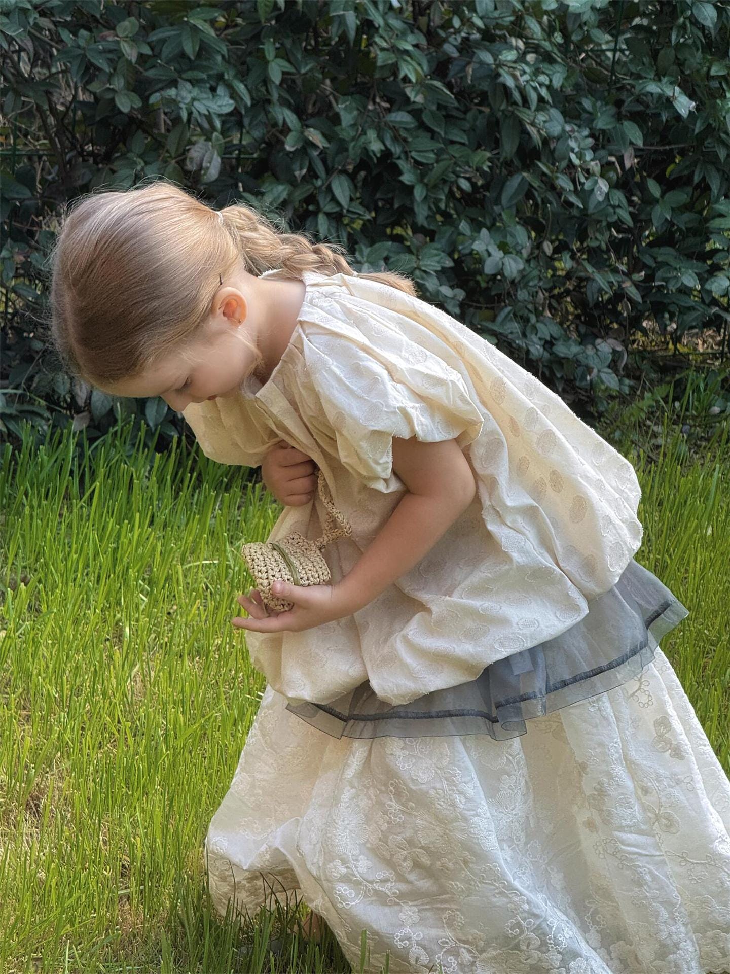 半袖シャツ・ブラウス オーバルエンボス半袖パフスリーブバルーンスモックブラウス【mh0010270】