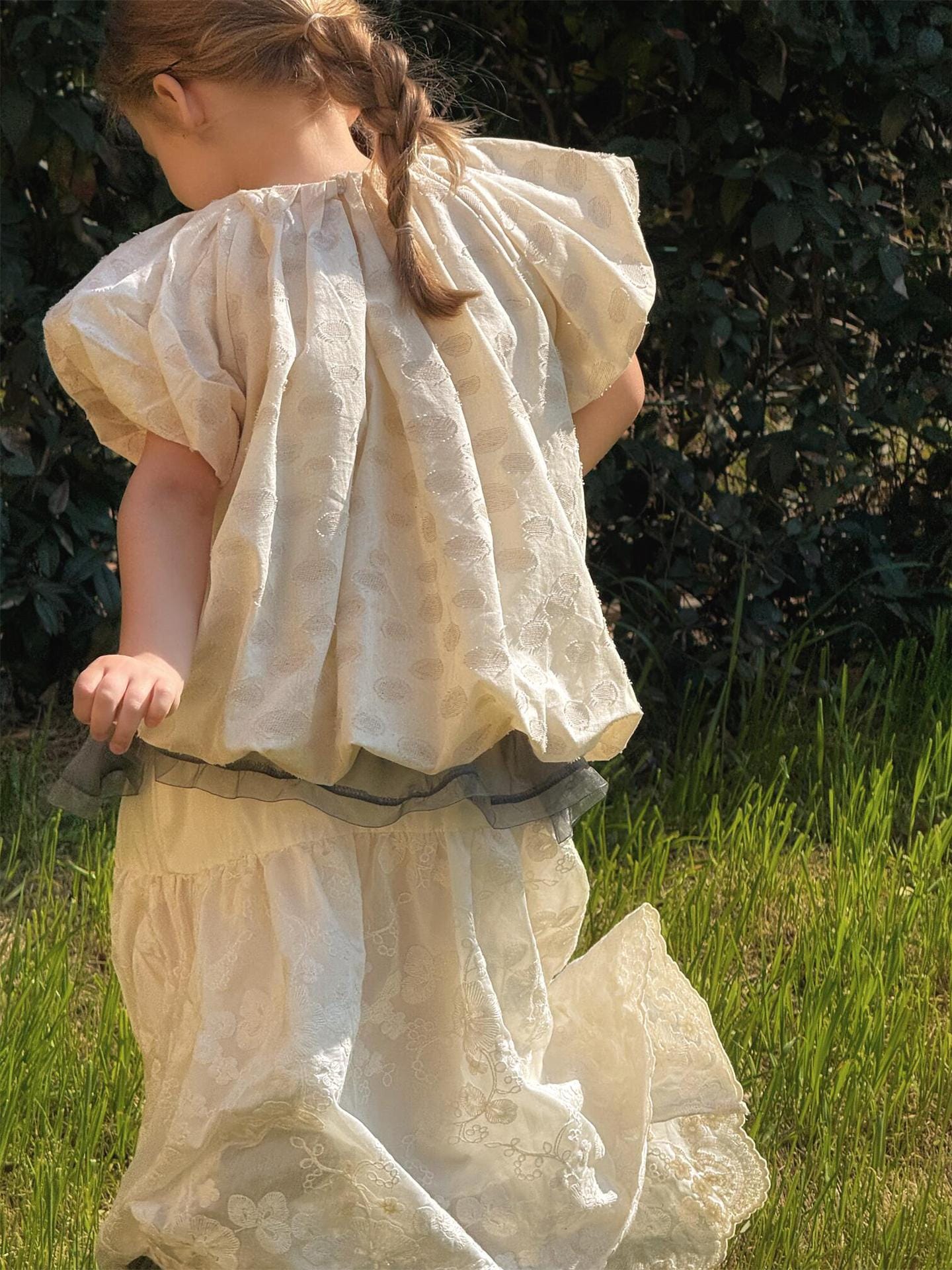 半袖シャツ・ブラウス オーバルエンボス半袖パフスリーブバルーンスモックブラウス【mh0010270】