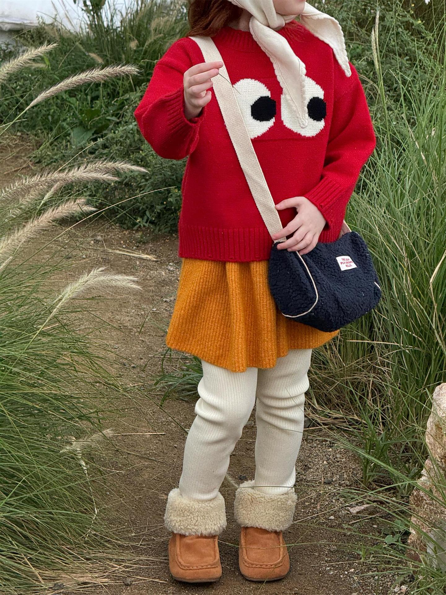 ニット・セーター 長袖ニットセーター ビッグアイ もこもこ目玉 プルオーバー 丸首 ゆる可愛【mh0011740】