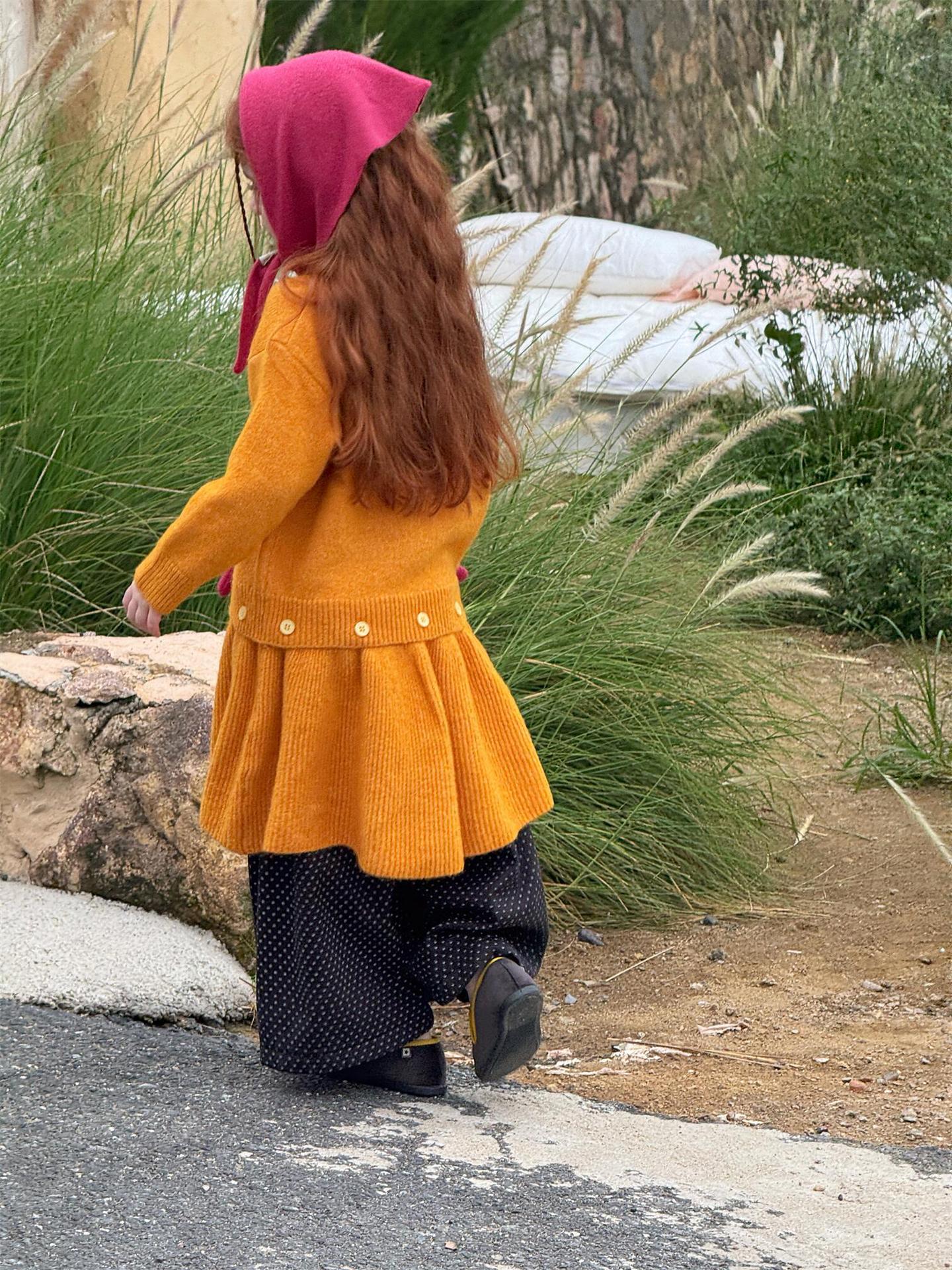 長袖ワンピース 長袖セーターワンピース プルオーバー フリル裾 ドッキング バイカラー ニット【mh0011741】