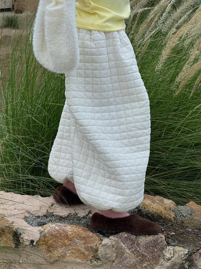 ロングパンツ・スウェットパンツ ロングパンツ キルティング もこもこ コットン ワイドレッグ あったか カジュアル【mh0011742】