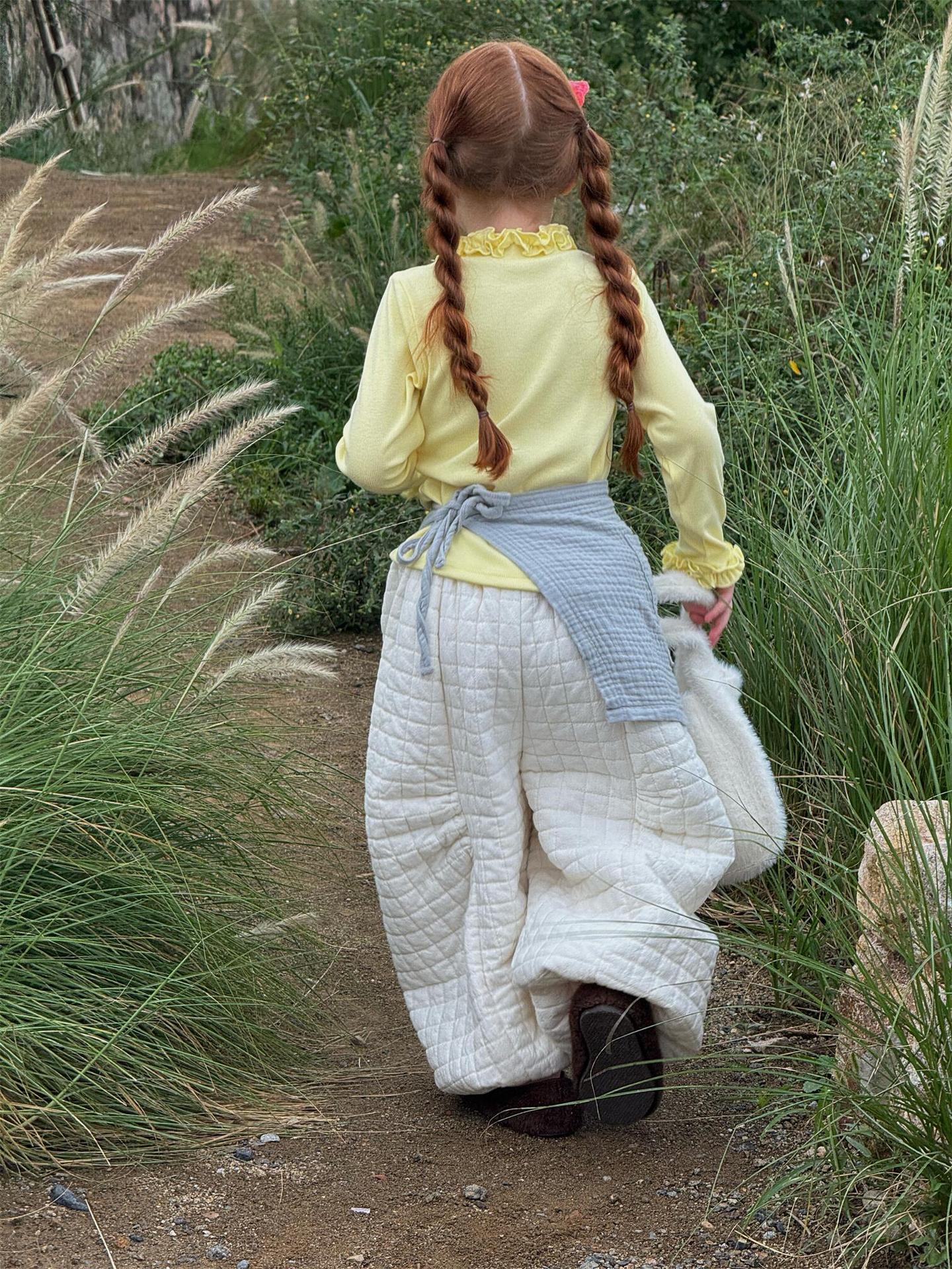 ロングパンツ・スウェットパンツ ロングパンツ キルティング もこもこ コットン ワイドレッグ あったか カジュアル【mh0011742】