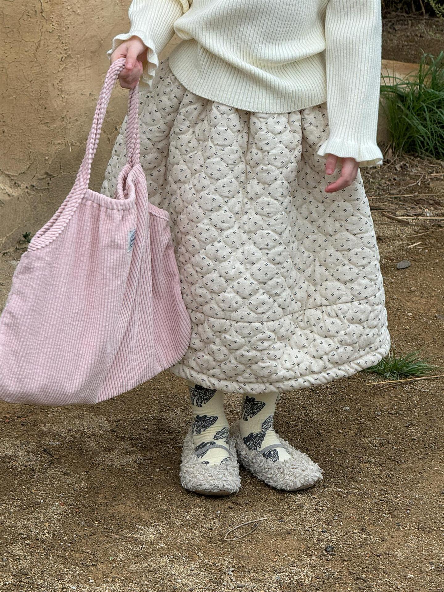 スカート キルティングスカート 厚手 キルト ミモレ丈 無地 花柄【mh0011750】