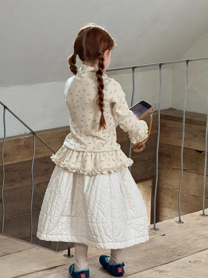 スカート キルティングスカート 厚手 キルト ミモレ丈 無地 花柄【mh0011750】