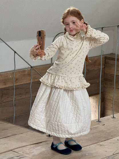 スカート キルティングスカート 厚手 キルト ミモレ丈 無地 花柄【mh0011750】