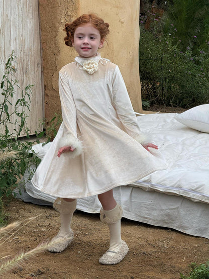 長袖ワンピース ベロアワンピース ハイネック 裏起毛 パーティドレス【mh0011752】