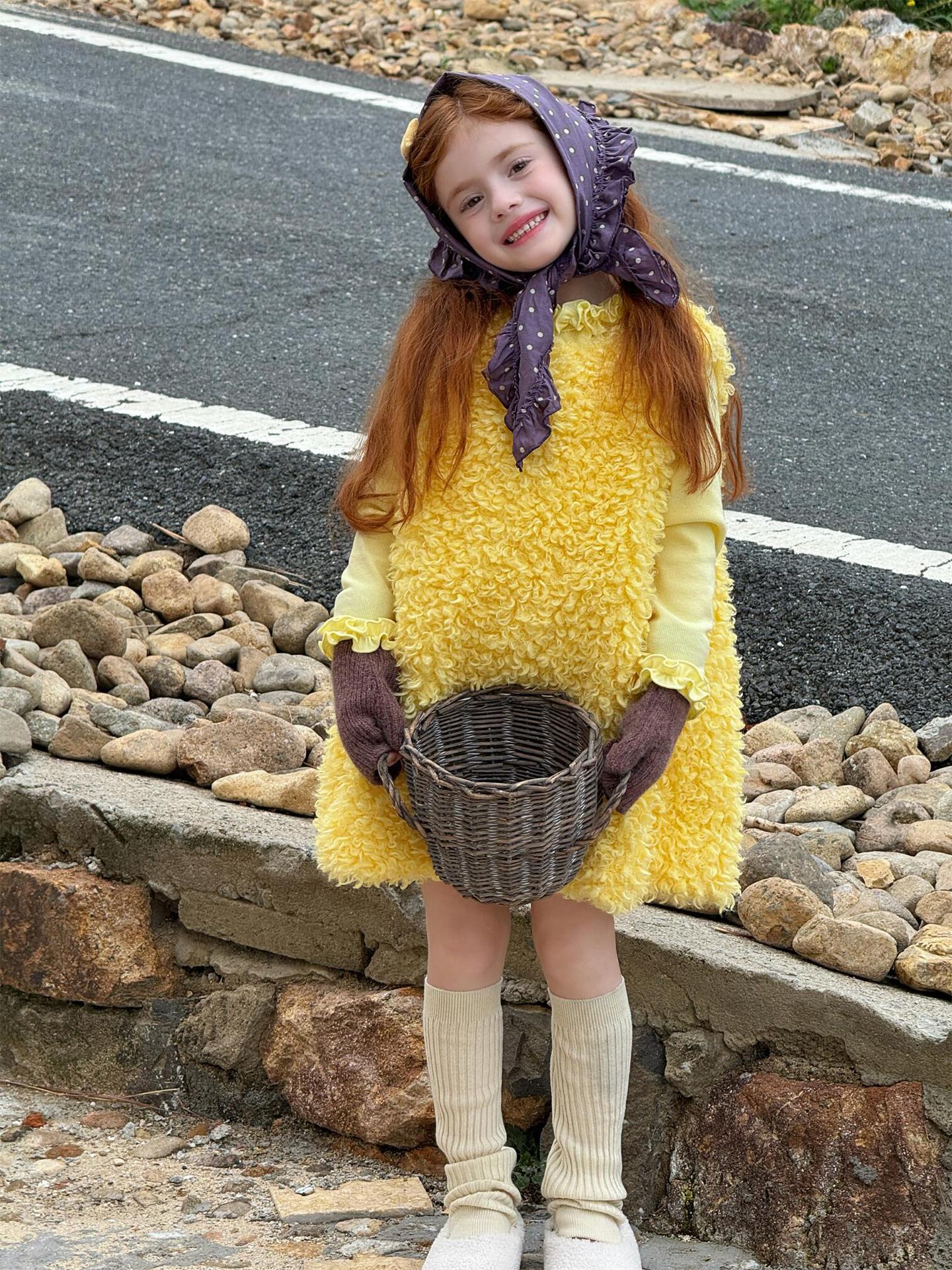 ノースリーブワンピース ノースリーブワンピース ラッフル襟 ファーフリースドレス【mh0011755】