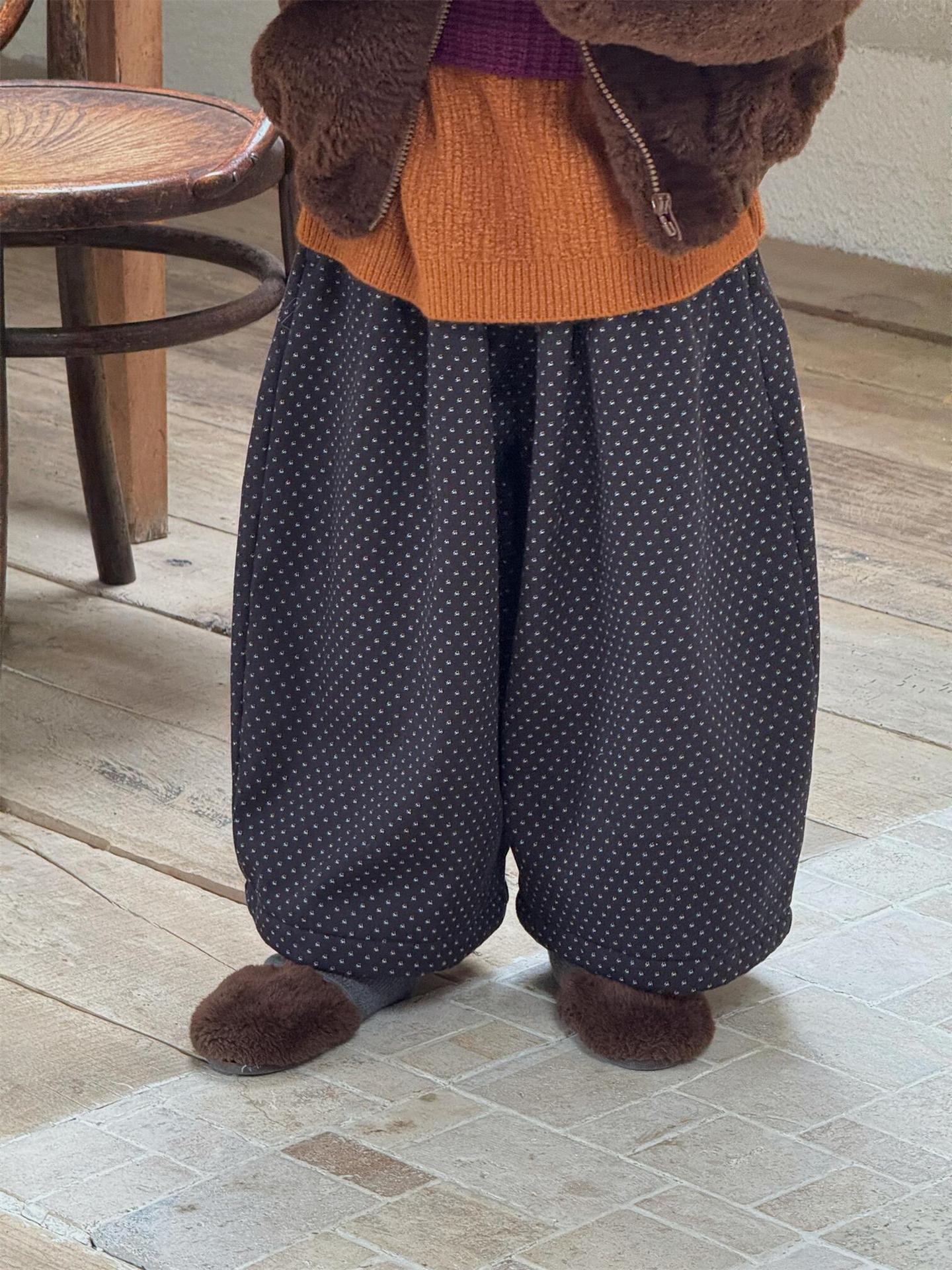 ロングパンツ・スウェットパンツ ロングパンツ 水玉ドットプリント ワイドルーズパンツ【mh0011759】