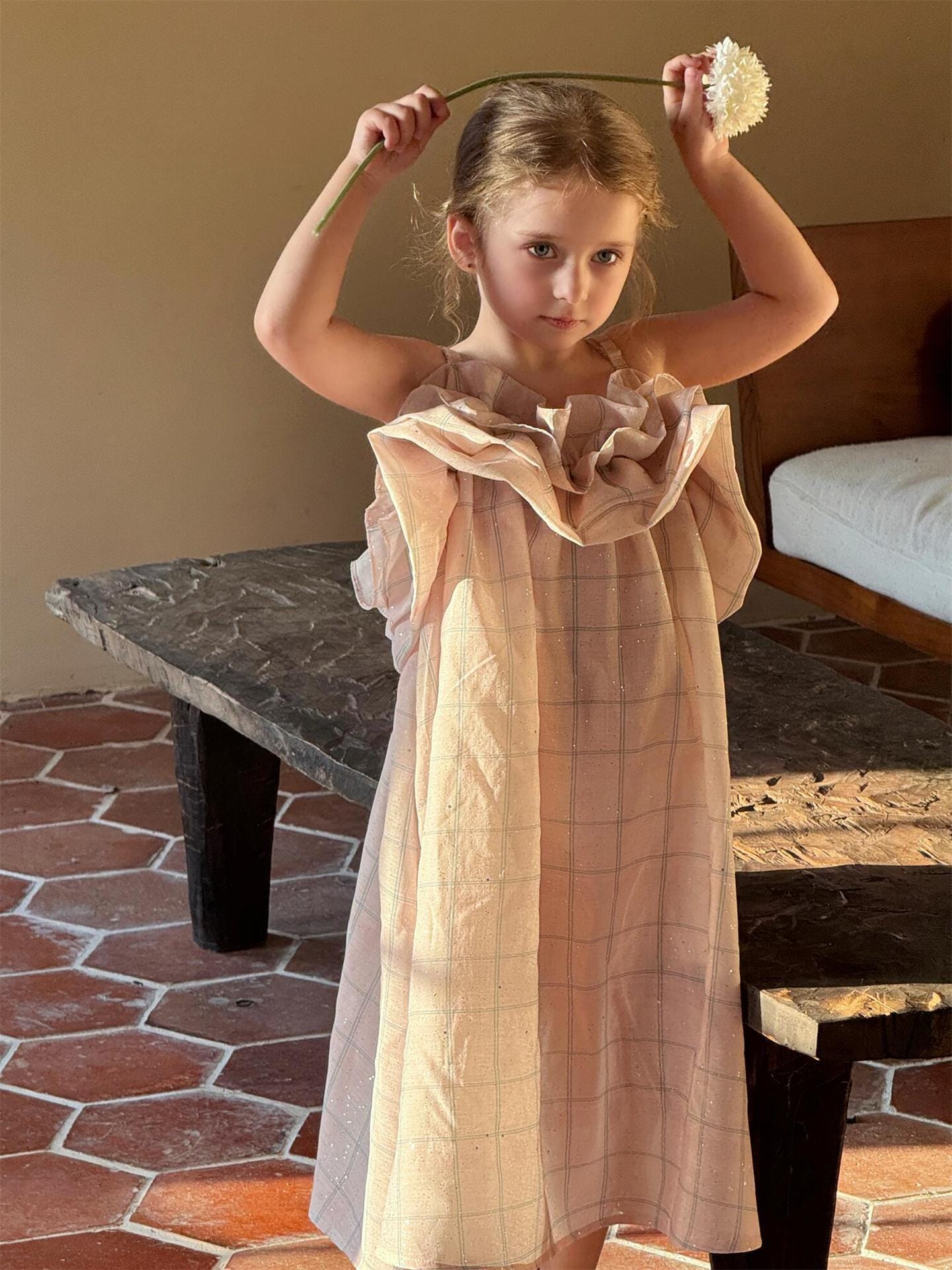 ノースリーブワンピース Pink / 90cm チェックバッドキャミソールサンドレスワンピース【mh0010236】