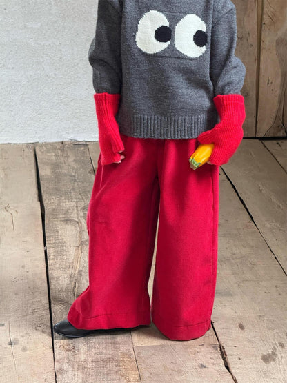 ロングパンツ・スウェットパンツ Red / 90cm ロングパンツ ワイドレッグストレートパンツ コーデュロイパンツ【mh0011738】