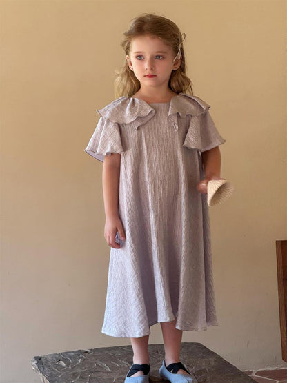 半袖ワンピース Silver / 90cm ダブルフライングスリーブドレスワンピース【mh0010248】