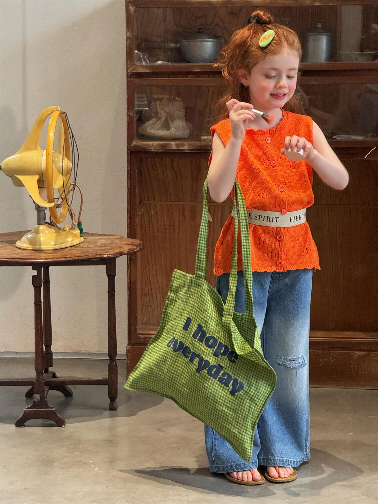 タンクトップ・キャミソール・ノースリーブトップス Solid Color Hollow Knit Vest 透かし編み ニットベスト【mh0012214】