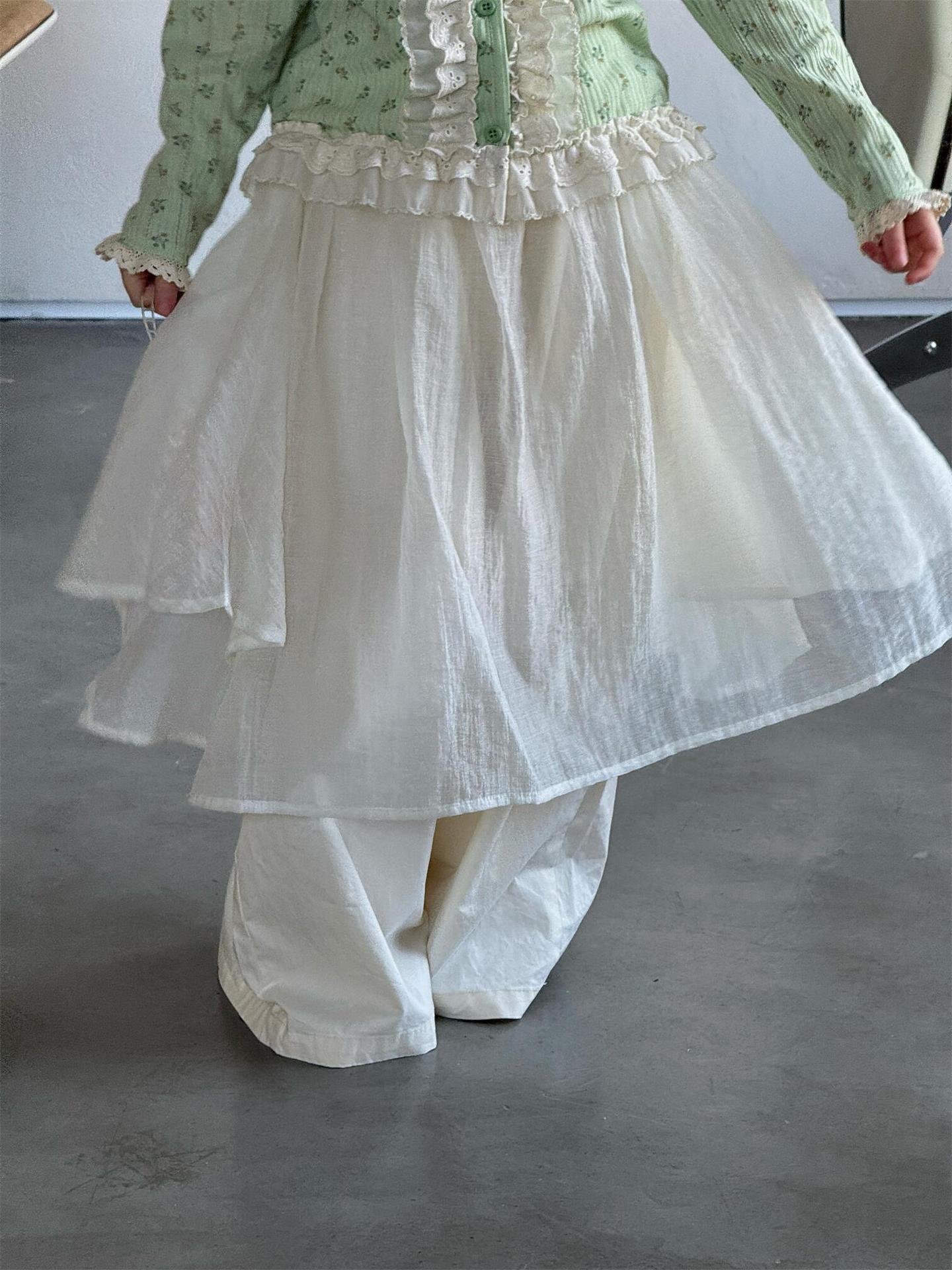 ロングパンツ・スウェットパンツ Solid Cotton Gauze Tulle Pants チュール付き コットン ガーゼパンツ【mh0012209】