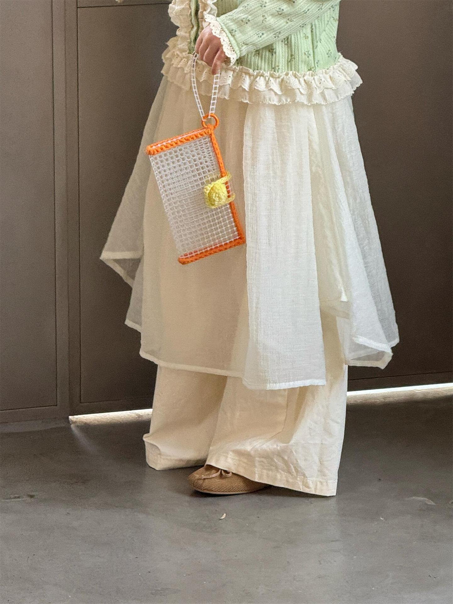 ロングパンツ・スウェットパンツ Solid Cotton Gauze Tulle Pants チュール付き コットン ガーゼパンツ【mh0012209】