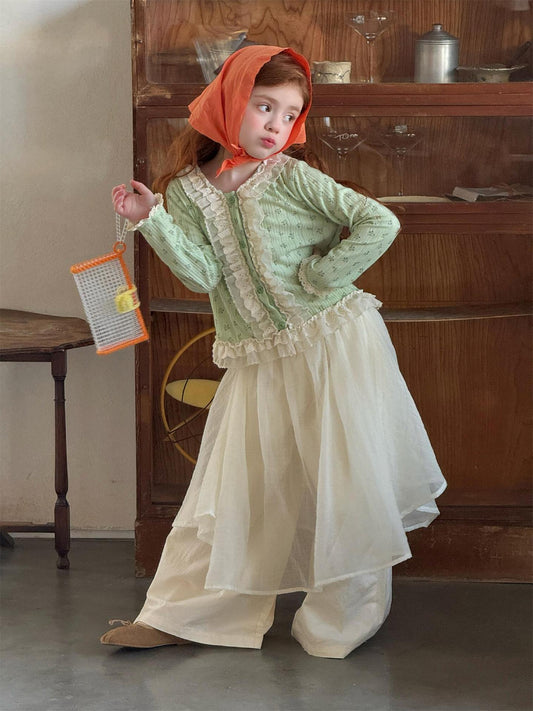 ロングパンツ・スウェットパンツ Solid Cotton Gauze Tulle Pants チュール付き コットン ガーゼパンツ【mh0012209】