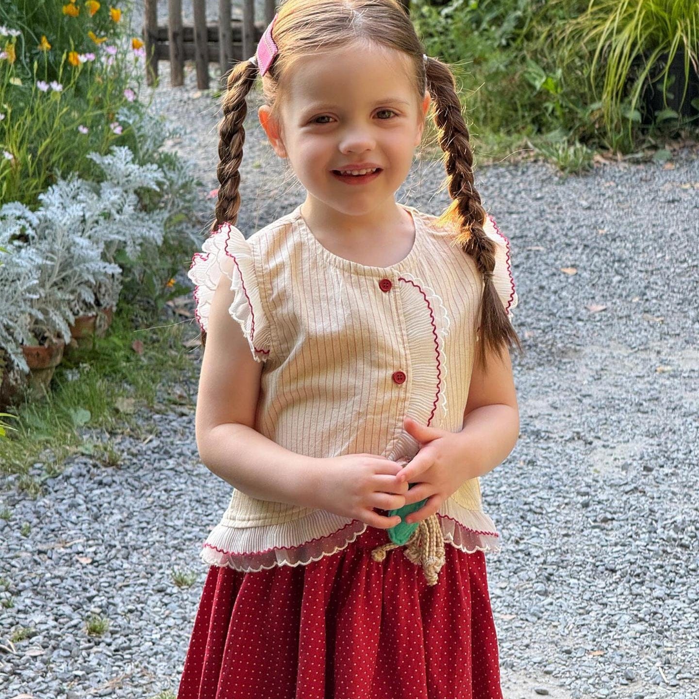 半袖シャツ・ブラウス Stripe / 90cm ストライプフリルバタフライスリーブブラウス【mh0009881】