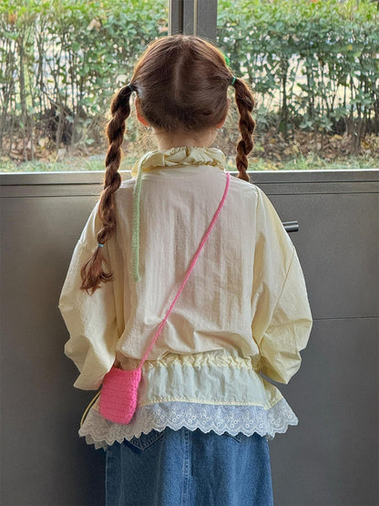 ショートコート・ジャケット・ジャンパー Sweet Lace Yellow Sunscreen Jacket レース UVカット シアージャケット【mh0012215】