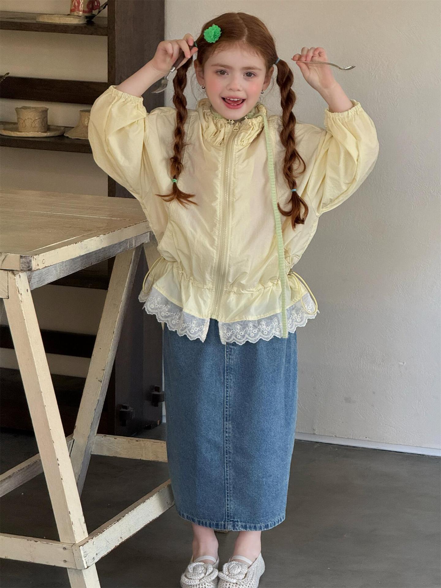 ショートコート・ジャケット・ジャンパー Sweet Lace Yellow Sunscreen Jacket レース UVカット シアージャケット【mh0012215】