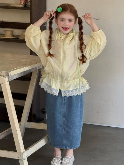 ショートコート・ジャケット・ジャンパー Sweet Lace Yellow Sunscreen Jacket レース UVカット シアージャケット【mh0012215】