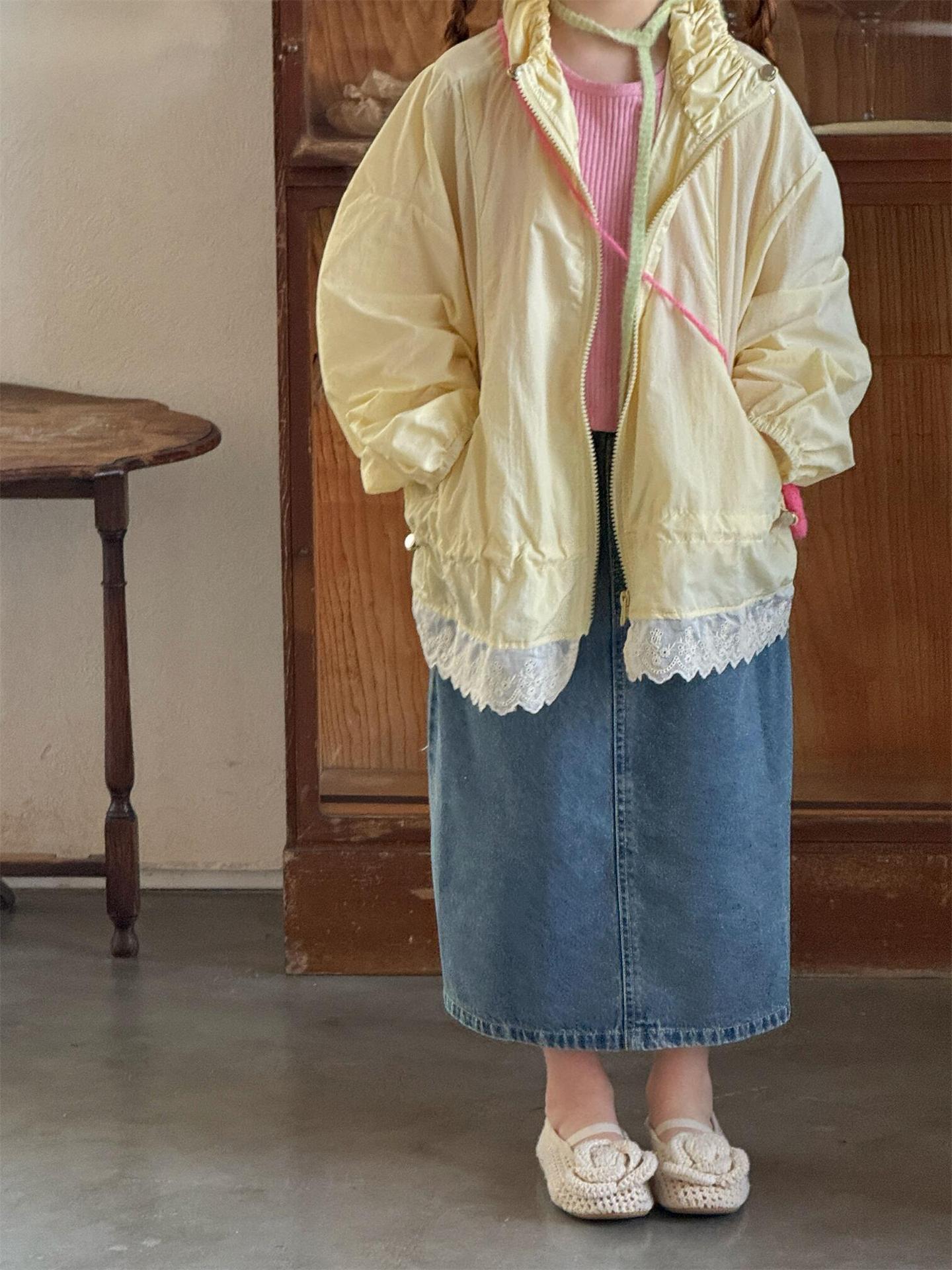 ショートコート・ジャケット・ジャンパー Sweet Lace Yellow Sunscreen Jacket レース UVカット シアージャケット【mh0012215】