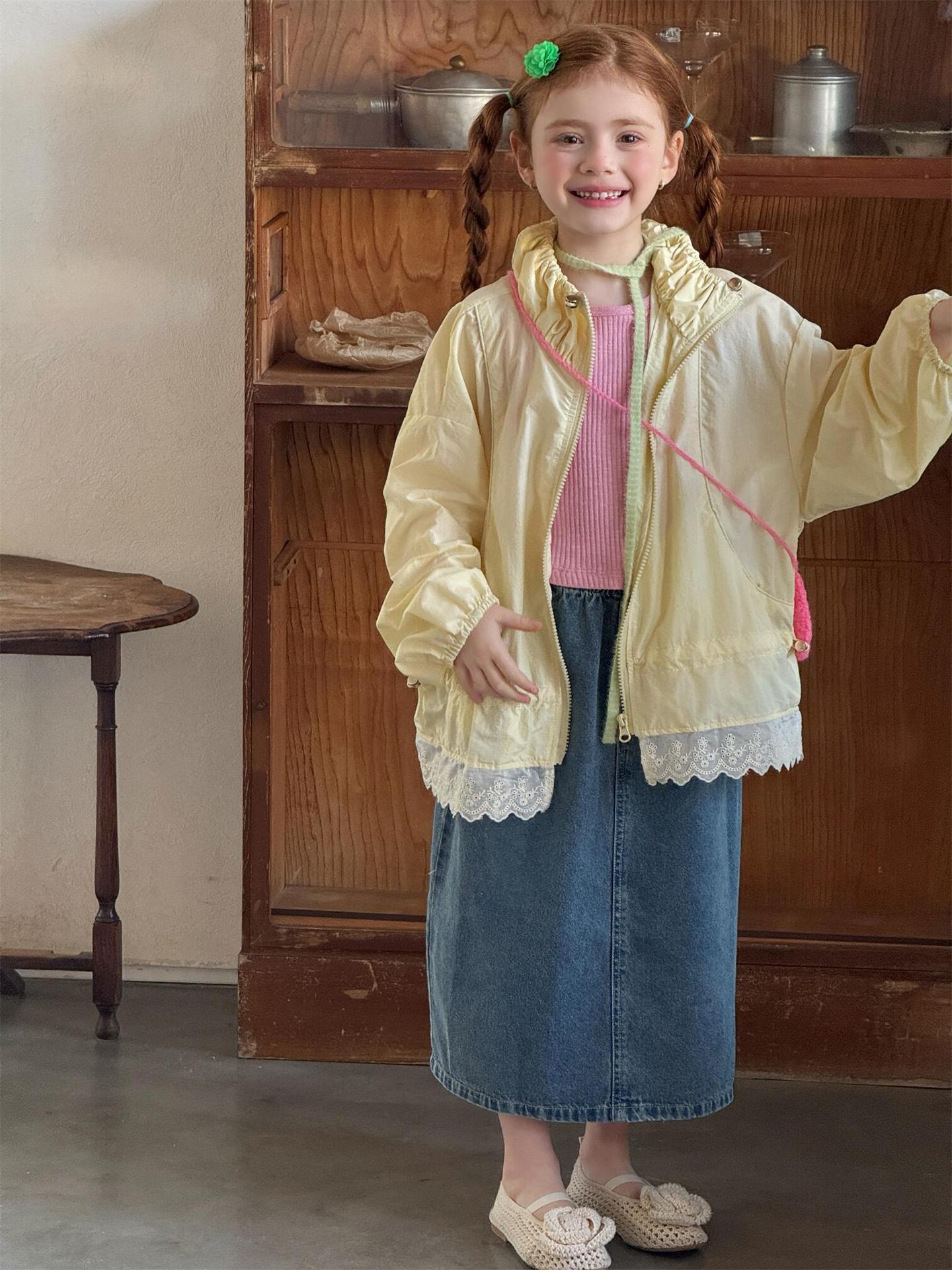 ショートコート・ジャケット・ジャンパー Sweet Lace Yellow Sunscreen Jacket レース UVカット シアージャケット【mh0012215】