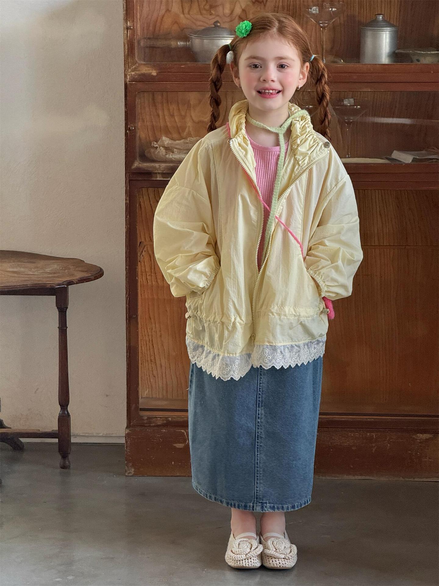 ショートコート・ジャケット・ジャンパー Sweet Lace Yellow Sunscreen Jacket レース UVカット シアージャケット【mh0012215】