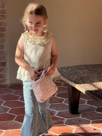 タンクトップ・キャミソール・ノースリーブトップス 裾チュールレースノースリーブTシャツ【mh0010255】