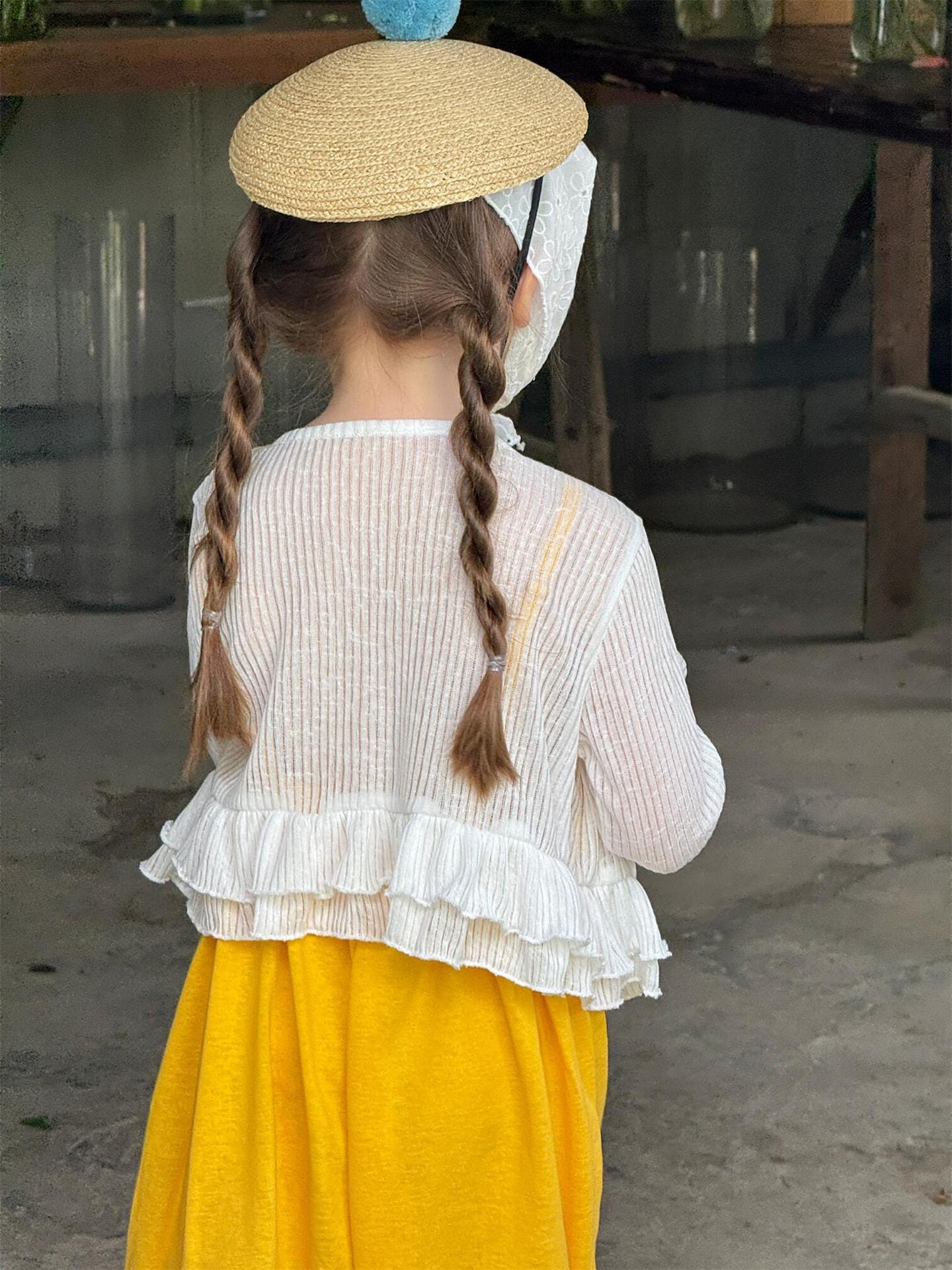 カーディガン・パーカー White / 90cm 裾フリルサマーニットボレロカーディガン【mh0009863】