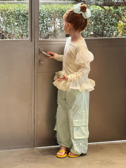 長袖Tシャツ Bow Print Puff Sleeve Top プリント パフスリーブ トップス【mh0012228】
