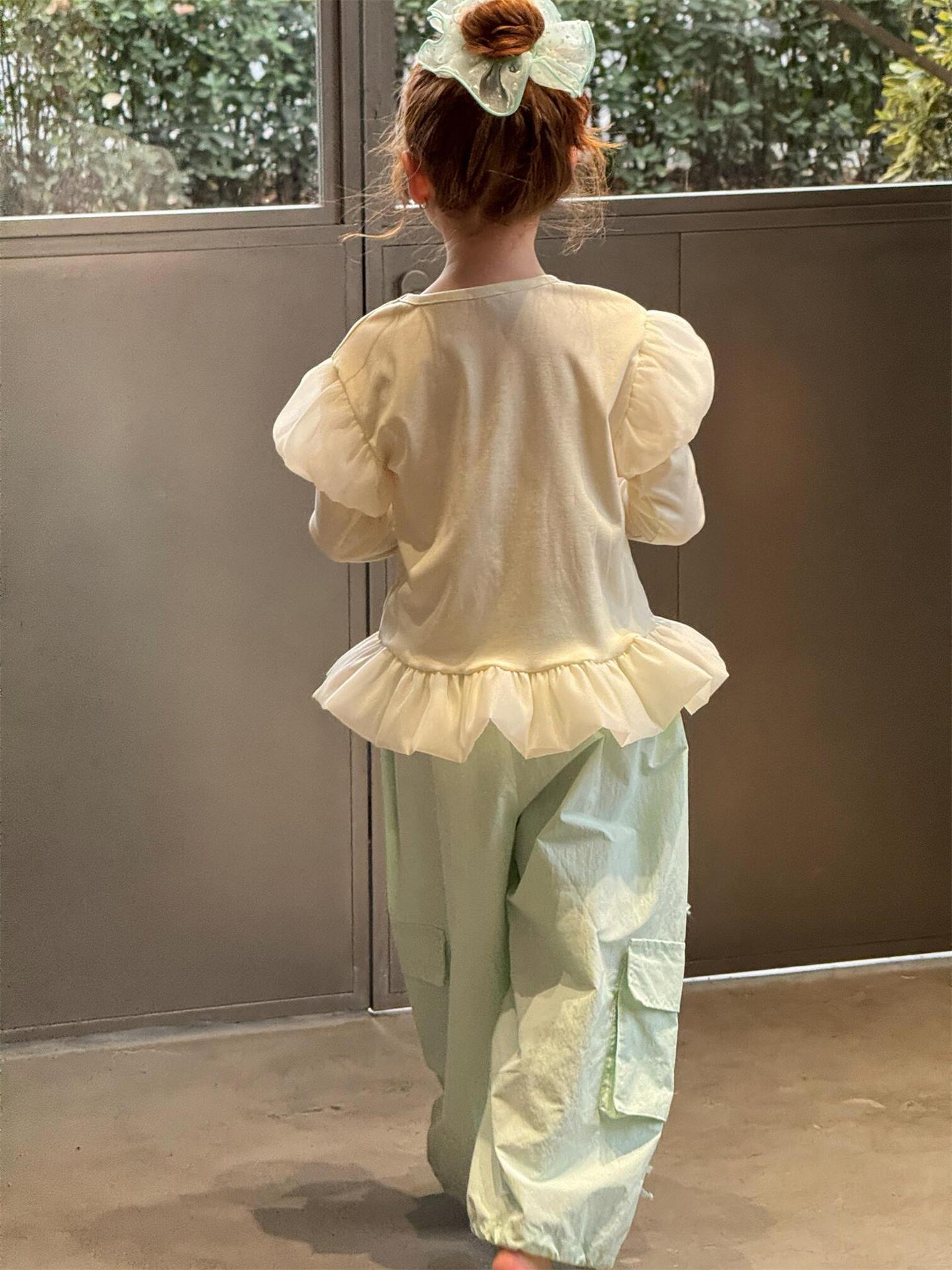 長袖Tシャツ Bow Print Puff Sleeve Top プリント パフスリーブ トップス【mh0012228】