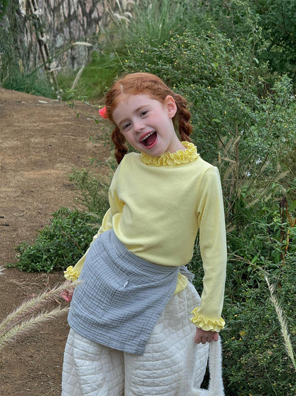 長袖Tシャツ 長袖Tシャツ ラッフルフリルカラー カットソー【mh0011761】