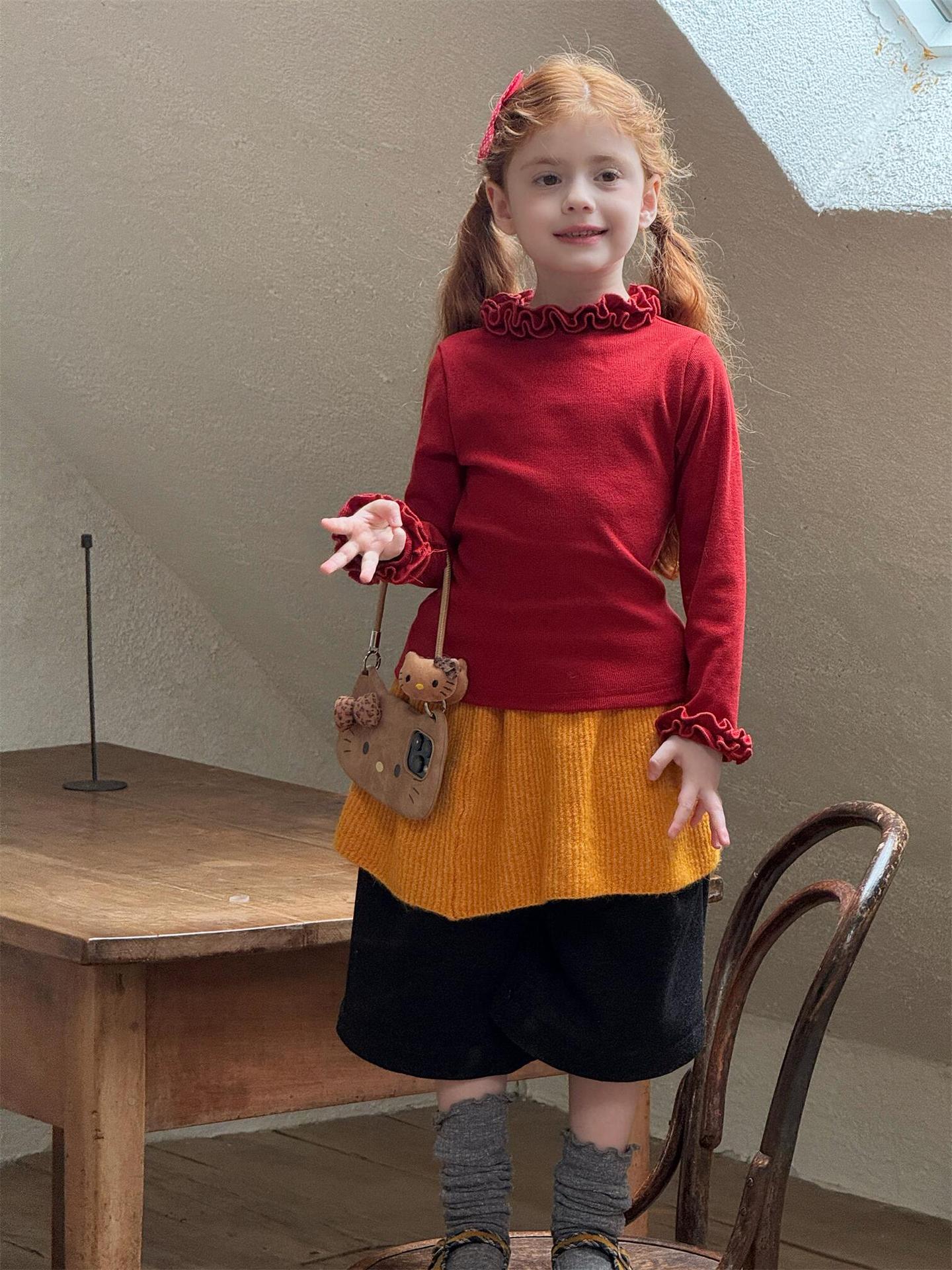 長袖Tシャツ 長袖Tシャツ ラッフルフリルカラー カットソー【mh0011761】