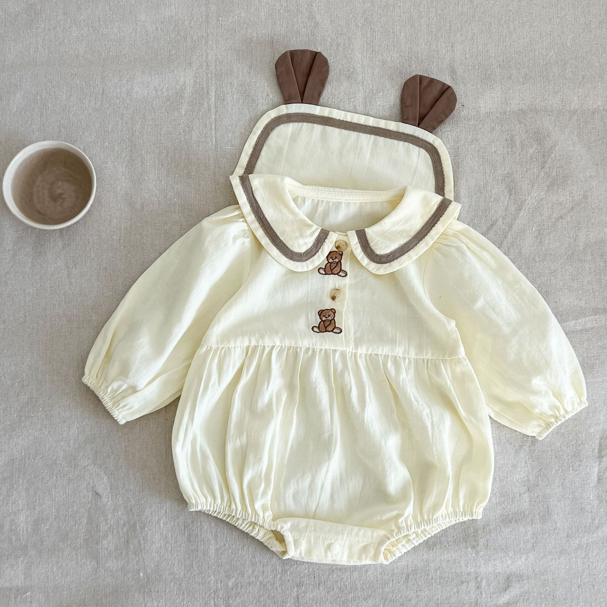 長袖ロンパース Bear / 66cm Bear Ear Long Sleeve Jumpsuit くま耳 長袖 ロンパース【mh0011992】