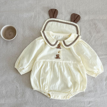 長袖ロンパース Bear / 66cm Bear Ear Long Sleeve Jumpsuit くま耳 長袖 ロンパース【mh0011992】
