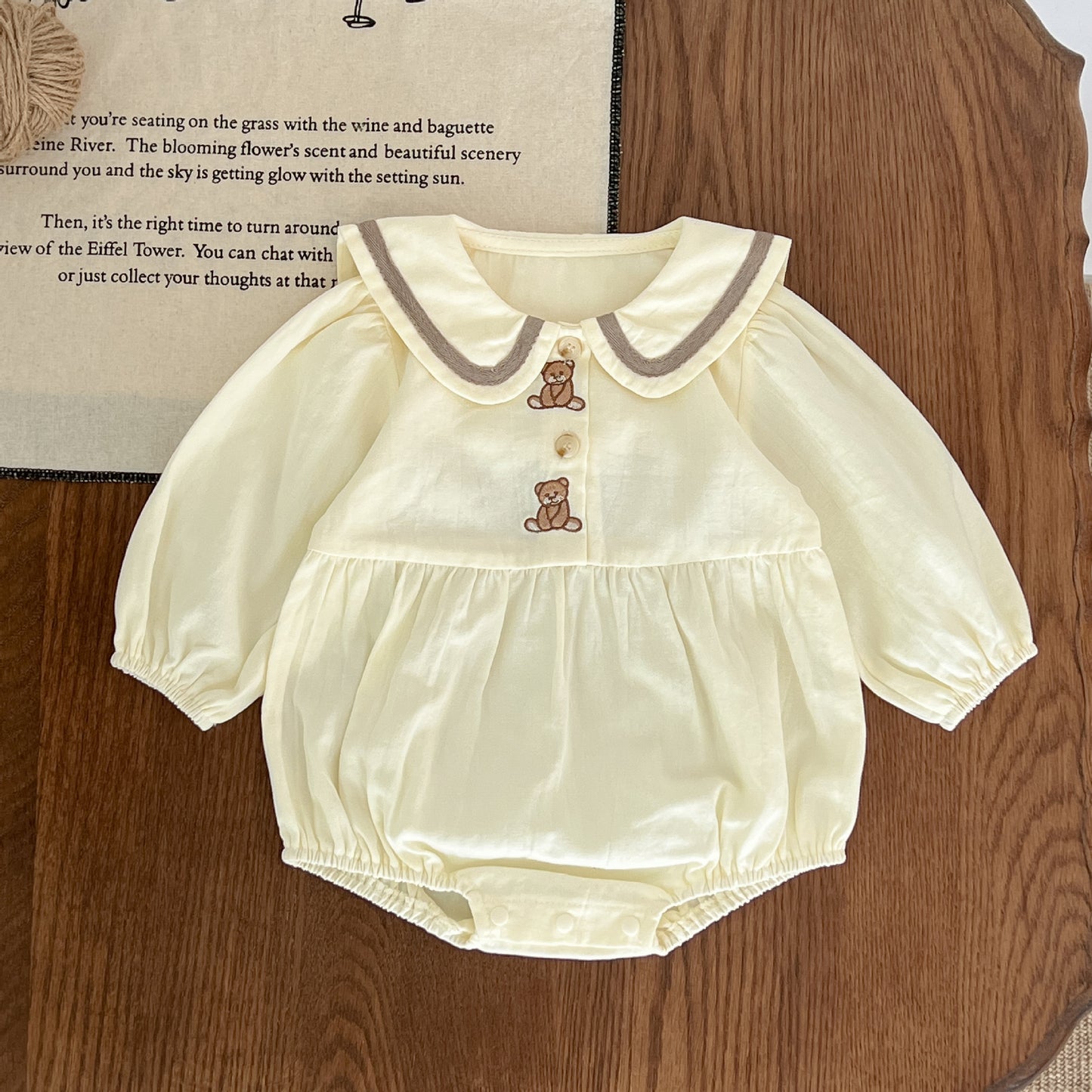 長袖ロンパース Bear Ear Long Sleeve Jumpsuit くま耳 長袖 ロンパース【mh0011992】