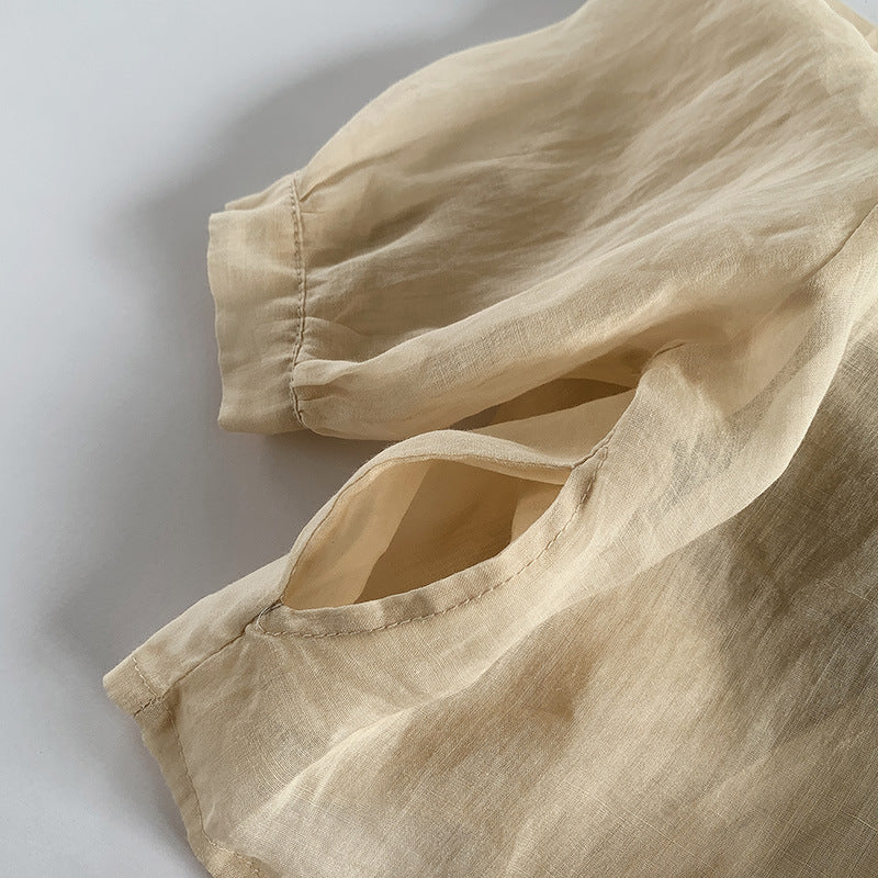 Kids Cotton Linen Shirt キッズ コットンリネン 長袖シャツ【mh0002141】 명옥 muziyouyou 長袖シャツ・ブラウス