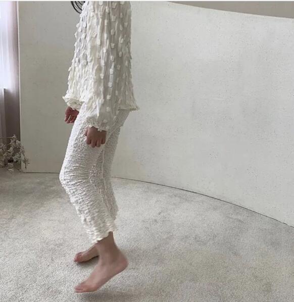 Kids Pleated Knit Pants キッズ プリーツニットパンツ【mh0004903】 Beige / 90cm 1-2y DBKids ロングパンツ・スウェットパンツ