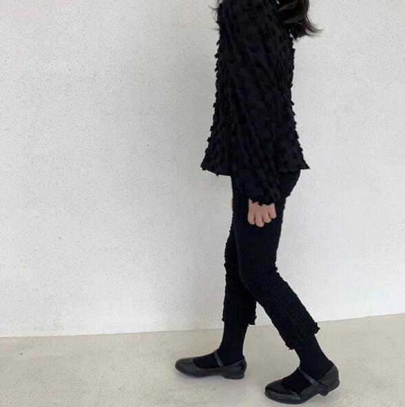 Kids Pleated Knit Pants キッズ プリーツニットパンツ【mh0004903】 Black / 90cm 1-2y DBKids ロングパンツ・スウェットパンツ